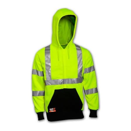 Tingley Tingley Class 3 FR Hi-Vis Hooded Sweatshirt, Fluorescent Yellow Green/Black, 2XL S88122.2X